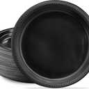 PLASTICPRO 200 PCS Black Plastic Plates Light Weight 10'' Inch Plastic Dinner Plates Black Plates Disposable for Party and Wedding