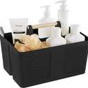 Shower Caddy Portable and Cleaning Caddy Organizer for Bathroom, Kitchen, Toiletries Storage Caddy organizer with handle, Rust-Resistant, Durable Material (Black, 9.36" L7.73" W7.24" H)