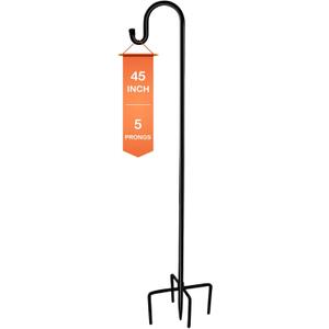 Ottsuls Bird Feeder Pole, 45 INCH Heavy Duty Shepherds Hooks for Outdoor with 5 Prong Base, Adjustable Stand Hanger for Garden Plant, Hummingbird Feeder, Lantern, Hanging Wedding Decor (1 Pack)