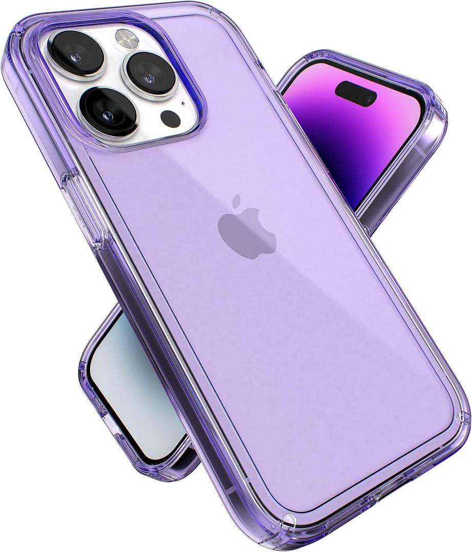 Speck Clear iPhone 14 Pro Case - Drop Protection with Scratch Resistant Dual Layer Slim Phone Case for 6.1 Inch iPhones 14 Pro Cases - Anti-Yellowing & Anti-Fade Case - Amethyst Purple GemShell