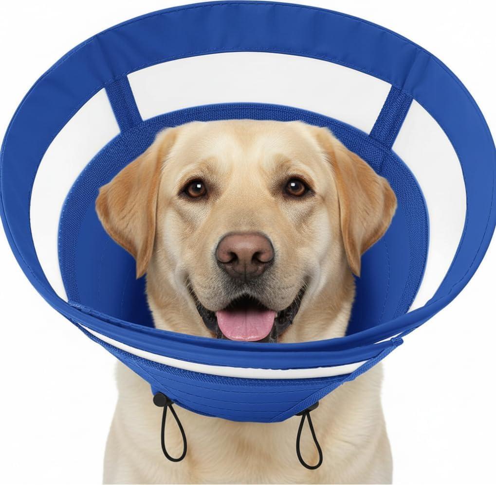 SAWMONG Soft Cone for Dogs  Extra Large Dog Recovery Collar, Adjustable E-Collar to Stop Licking After Surgery (XL, Blue)