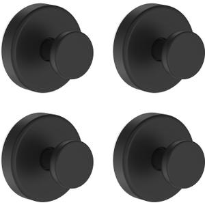 Suction Cup Hooks for Shower, Removable Towel Hooks for Bathroom Window Glass Door Wall, Bath Robe Looafh Hook for Hanging - 4 Pack, Black