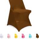 Folding Chair Covers Brown, Spandex Chair Slipcovers 12 PCS, Universal Fitted Chair Slipcovers for Wedding, Party, Banquet, Holidays, Celebration