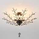 CVKASH Motion Sensor Crystal Chandelier Modern Black Semi Flush Mount Ceiling Light Fixture Vintage Small Chandelier Lighting for Kitchen Bedroom Living Room Dining Room Hallway Foyer