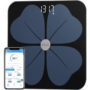 Vitafit Smart Body Fat Weight Scale for Body Composition Monitors, Weighing Professional Since 2001, Digital Wireless Bathroom Scale for BMI Fat Water Muscle with App,400lb, Black (ITO)