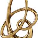 XIYOUQI 11in Gold Ceramic Statue  Modern Abstract Art Figurine for Shelf, Dining Table Centerpieces, Office, Living Room, Wedding or Coffee Table Home Decor Accent (Large)