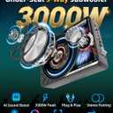 3000W AI 3-Way Under Seat Subwoofer with Amp, Slim Powered Car Subwoofer 20Hz22kHz Full Range, Built-in Amplifier Plug and Play Sub and Amp Combo for Car Truck SUV