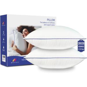20x20 Pillow Inserts Set of 2, Machine Washable Soft Fluffy Hypoallergenic Virgin Polyester Premium Throw Pillow Stuffer, Decorative Cushion for Bed, Couch, Sofa,Indoor - White