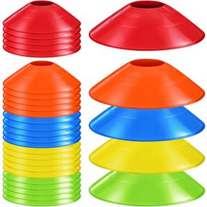 Mipcase 30Pcs Disc Soccer Cones for Training Kids : Flexible Plastic Football Cones with Mesh Bag for Sports Training and Coaching, 7.39X7.39X1.77in