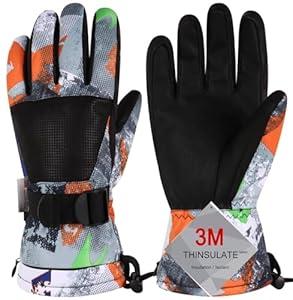 Odtmger Ski Gloves, Winter Gloves, Winter Waterproof Ski Gloves, Warm and Breathable Snow Gloves, Suitable for Outdoor Sports of Boys and Girls in Cold Winter