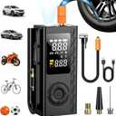 Tire Inflator Portable Air Compressor, 150PSI Cordless Air Pump For Car Tires, Bike Pump, Motorcycle, Balls with Digital Pressure Gauge, LED Light and Auto Shut-Off Function, Car Accessories, Black