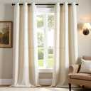 jinchan Beige Linen Textured Curtains 96 Inch Long 2 Panels for Living Room Grommet Top Light Filtering Window Drapes for Bedroom Heathered Beige