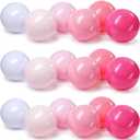Realspring 24 Pcs Inflatable Beach Balls for Kids Bulk Pastel Solid Color Jumbo Beach Ball Swim Pool Floating Toys Baby Shower Birthday Summer Party Decor(Pink and White,26.5 Inch)