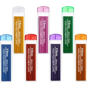 Zhehao 210 Pcs Colorful Refill 0.9 mm Automatic Mechanical Pencil Refills Back to School Pencil Gifts Bulk 7 Colors Stationery for Students School Supplies Home Office