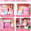 Doll House Set for Girls, Princess House Toys with 4 Dolls Furniture and 4-Story 11 Rooms,Pretend Play DIY with Light Strip for Kids, Building Dolls Playset Toys Kit Gift for Ages 3 4 5 6+