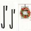 10 Inch Wreath Hanger, Metal Over The Door Hooks for Christmas Decoration, Black