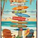 Tropical Beach Sign 12x8 Inch - Colorful Surfboard Art for Home, Office, Beach House, Small Beach Decor(280)