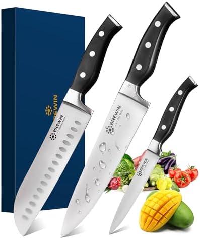 Brewin Professional Kitchen Knives, 2PC Chef Knife Set Sharp Knives for Kitchen High Carbon Stainless Steel, Japanese Cooking Knife with Gift Box