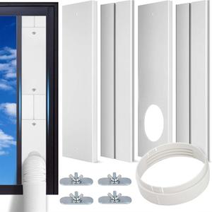ZXLVCU Sliding Window Seal for Portable Air Conditioner, Adjustable Door or Window Seal Plates for Exhaust Pipe 5.1-55.1 Inches Long + 6.3 Inch Width, Round Connector
