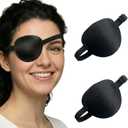 Adjustable Medical Eye Patch Set, 2PCS Comfortable Black Eye Patch for Left or Right Eyes, Reusable Amblyopia Eye Cover for After Surgery Recovery