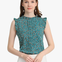 Allegra K Floral Sleeveless Blouses for Women's 2025 Trendy Summer Ruffled Dressy Casual Top
L
