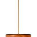 Hushwing 19.7" Modern Wooden Veneer Drum Chandelier, 3-Layer Pendant Light with Natural Wood Appearance, Adjustable Height Ceiling Light for Dining Room, Kitchen Island, Bedroom, Living Room (Walnut)