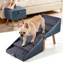 21.06”H Dog Ramp for High Bed,Faux Leather Dog Stairs for Beds