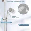BWE Exposed Bathroom Shower Faucet Set Brushed Nickel Bathroom Shower Faucet Triple Functions 8 Inch Rainfall Shower Head Handheld Spray with Tub Spout Exposed Shower System Double Handle