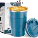 YINBAOGE Insulated Travel Coffee Mug, Spill & Leak Proof, Portable To Go Camping Stainless Steel Coffee Tumbler, Reusable Thermal Coffee Cup with Lid for Hot & Cold Drinks (Blue, 12 OZ)