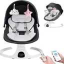 Baby Swing for Infants to Toddler Electric Newborn Swing with 5-Speed 3-Seat Positions 5-Point Carabiner,with Bluetooth Music 10-Preset Melodies, Indoor and Outdoor use (Black)