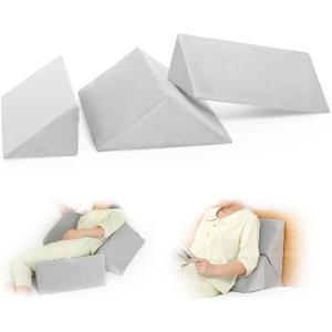 Foam Wedge Positioning3in1 40 Degree Wedge Pillow Set for After Surgery,Wedges for Bed Positioning,Positioning Pillow for Elderly,Adults,Sleeping,Bed Sores,Whole Body,Light Gray Flannel