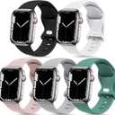 [5 PACK] STG Sport Watch Band Compatible with Apple Watch Band 38mm 40mm 41mm 42mm 44mm 45mm 49mm Soft Silicone Replacement Sport Strap Compatible for iWatch Ultra SE Series 8/7/6/5/4/3/2/1
