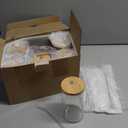 sungwoo 6PCS Glass Cups with Bamboo Lids and Straws, 16OZ Ice Coffee Cup, Drinking Cup set with Wooden Lids, Home Essential Glass Tumblers for Beer, Cocktail, Tea and Latte Clear