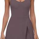 FOMELY Tennis Dress for Women, U Neck Workout Dress with Built in Shorts and Bra for Sleeveless Golf Dresses for Women (X-Large)