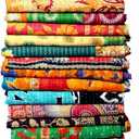 Indian Vintage Handmade Kantha Quilts Tribal Kantha Cotton Bed Cover Throw Assorted Patches Made Rally Reversible Bedspread Throw Old Sari Assorted Patches Indian Blanket(10 PCS), Large 82 X 52 In