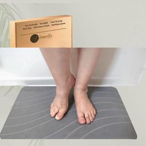 Innerfly Stone Bath Mat Size 23.5"x 15"inch, Stone Mat with Wave Design Bath Stone, Quick Dry Bath Stone Mat, Diatomaceous Earth Bath Mat Non-Slip (Dark Grey)