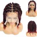 PIB 12'' Single Full Lace Wig Spring Twist Square Parted Knotless Braided Wigs for Black Women Synthetic Lace with Natural Baby Hair (#1B118 Off Black and Burgundy, 12")