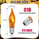 Flicker Flame Light Bulbs, Orange Flame Replacement Bulbs E12 Candelabra Base Light Bulbs for Electric Window Candles Halloween Indoor Outdoor String Lights, 1 Watt, 120 Volt(12 Pack)