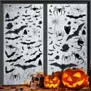 2 x 4 Sheets Halloween Window Clings, Black Bats Spiders Web Window Stickers Spooky Halloween Decorations Wall and Floor Decals for School Home Indoor Party Decor Supplies