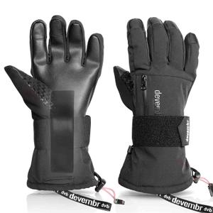 devembr Snowboarding Gloves with Wrist Guards, Ski Gloves Touchscreen, Black ,S