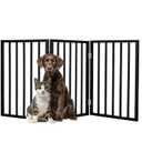 Pet Gate - 3-Panel Indoor Foldable Dog Fence for Stairs, Hallways, or Doorways - 54x24-Inch Wood Freestanding Dog Gates by PETMAKER (Black)