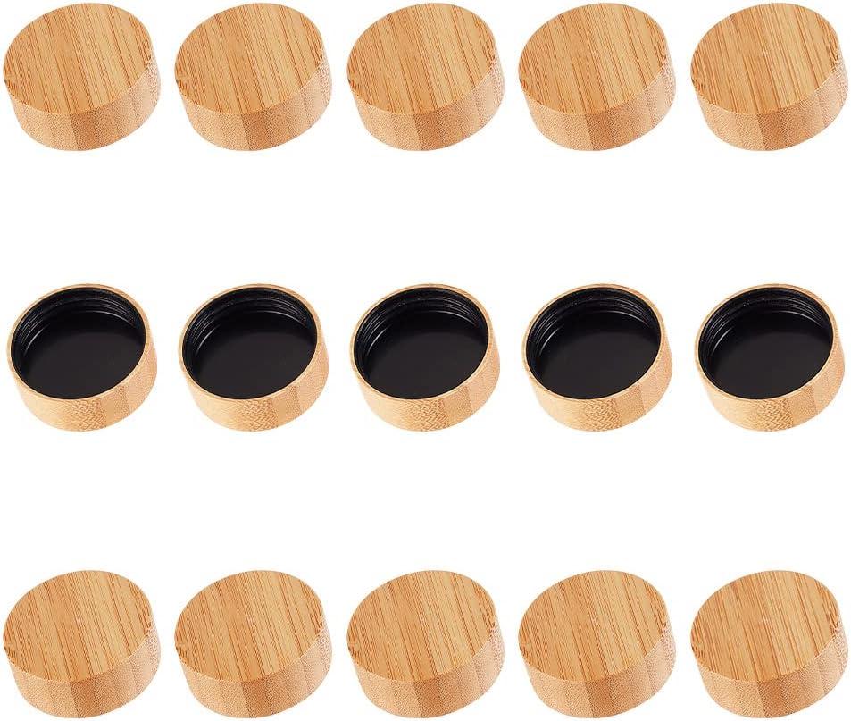 OLYCRAFT 15Pcs Wood Spice Jars Lids 4 Oz Fits Square Jars 39.5mm Diameter Wooden Storage Canning Bamboo Lid for Spices and Seasoning Kitchen Organization