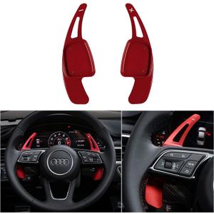 Steering Wheel Paddle Shifter Extensions Fit for Audi A4 2017-2019 A3 S3 2017-2020 A5 S4 S5 2018-2019 Q5 SQ5 2018-2021 Q7 2017-2021 Q8 2019-2021 SQ7 SQ8 2020-2021 TT 2016-2021 TTS 2016-2020 (Red)