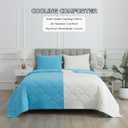 Cooling Blanket for Hot Sleepers - Queen Size Lightweight Breathable Tencel Blend, Double Sided All-Season Comforter, Temperature Regulating & Machine Washable (Blue+White, Queen (90''x90''))