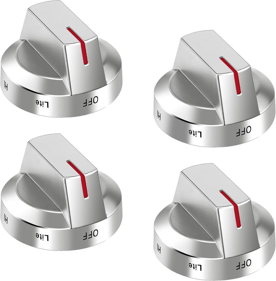 AMI PARTS DG94-04167 Fit for Samsung Stove Knob DG94-03500U DG94-03500V Replacement for NX60T8111SS NX60T8311SS NE63T8111SS NX60T8711SS(4PCS Silver)