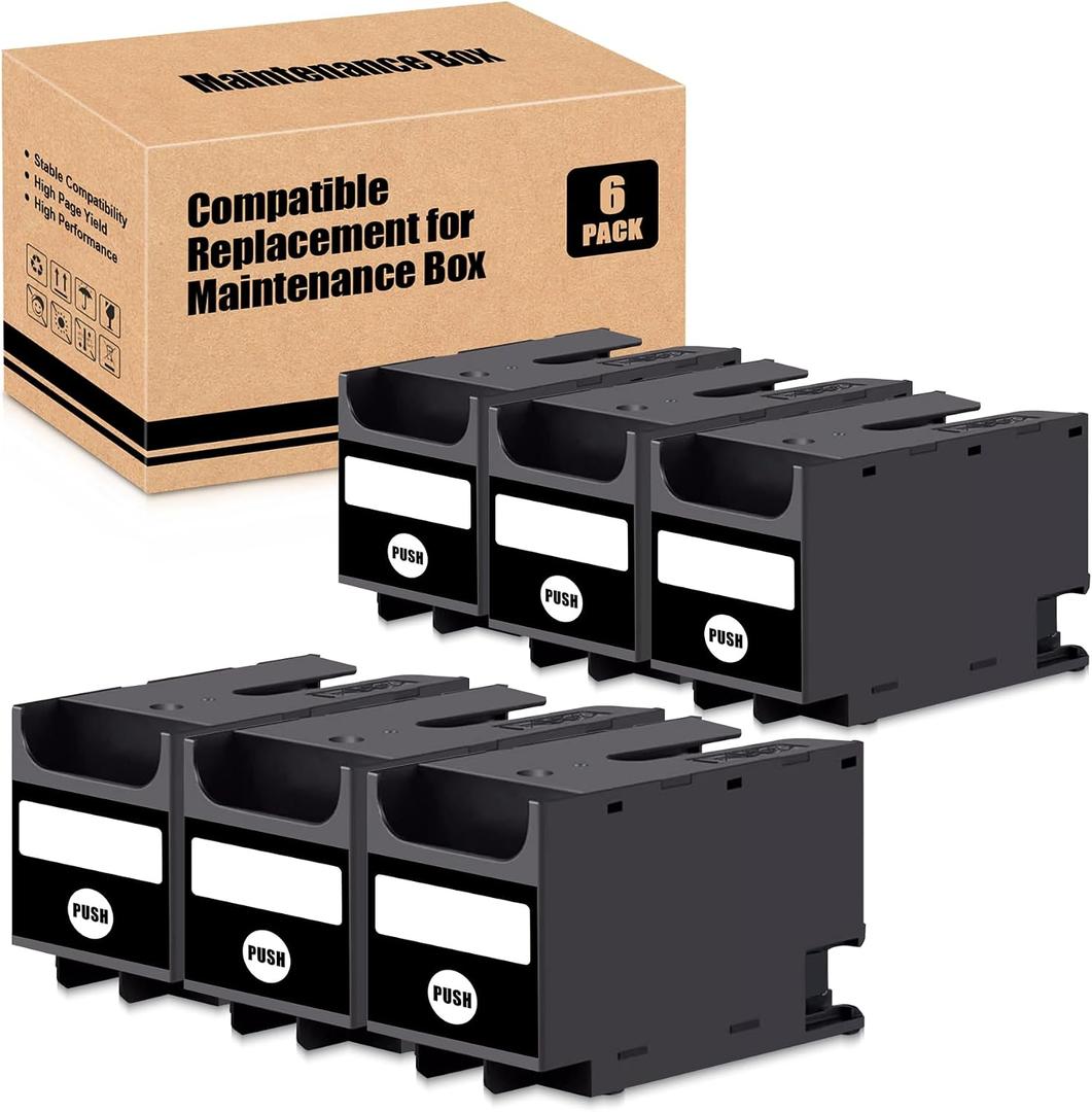 Compatible E-T6715 E-T6716 Ink Maintenance Box Replacement for Workforce Pro WF-4720DWF WF-4725DWF WF-4730DTWF WF-4740DTWF WF-C5210DW WF-C5290DW (6 Pack)