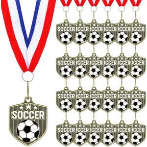 Tondiamo Award Medals Bulk Sports Medals with Neck Ribbons 2 Inches Winner Award Prize Gift for Sports Themed Party Favors Tournaments School Match(24 Pcs, Football Medal)