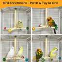 Large Bird Stand Perch Toy for Cage, Interactive Spinning Toys, Wooden Exercise Wheel Quaker Toy, Enrichment Bird Cage Accessories Perch Toys for Medium-Sized Birds Cockatiel Ring-Necked Caique (L)