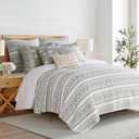 Levtex Home Adare Sage Reversible King/Cal King Quilt Set (106x92in) with 2 Pillow Shams (36x20in) - Floral Bedding - Sage White - Cotton King Size Quilt Bedding Set - Lightweight, Soft, Pre-Washed