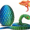 3D Printed Snake with Egg, 24 Inch Articulated 3D Printed Animals Toys, Like Movable Snake Realistic Slithering Design, Halloween Decor, Christmas Toy 2025